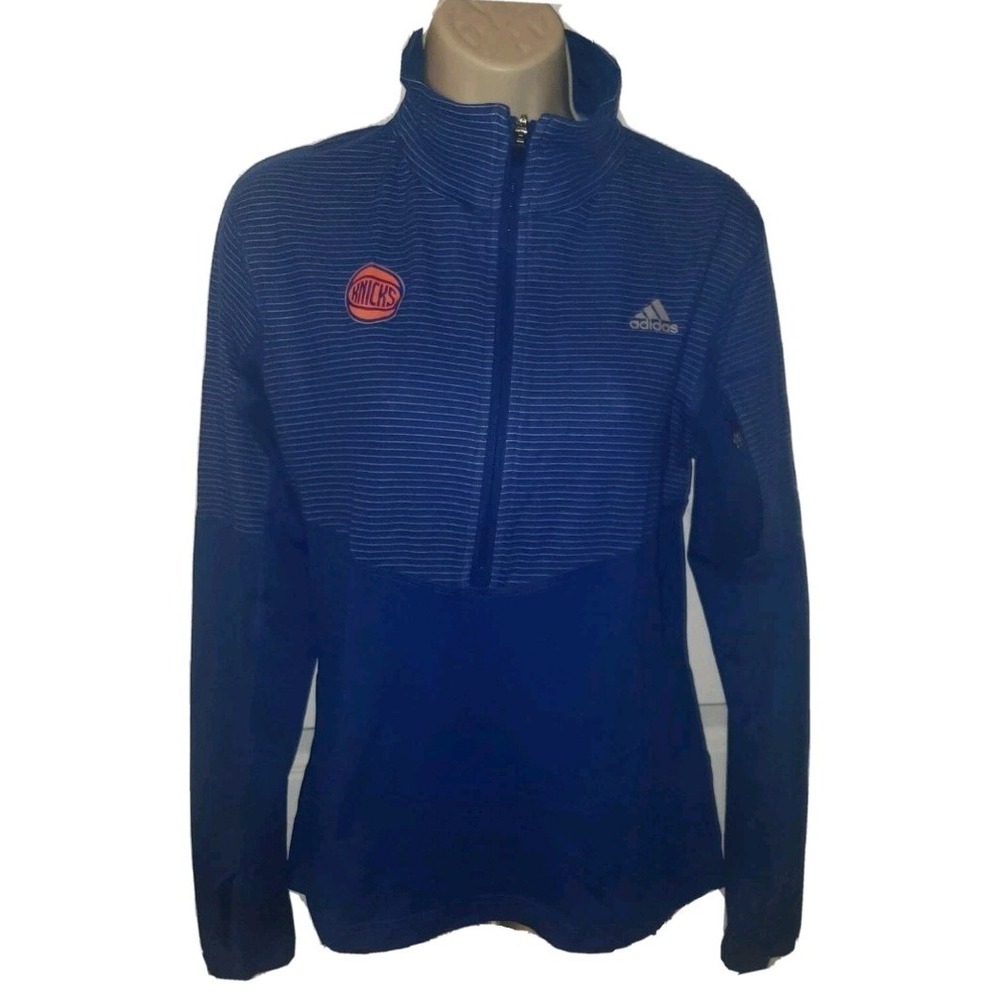 NEW YORK KNICKS WOMEN'S S ADIDAS CLIMALITE 1/2 ZIP‎ PULLOVER WARM UP JACKET